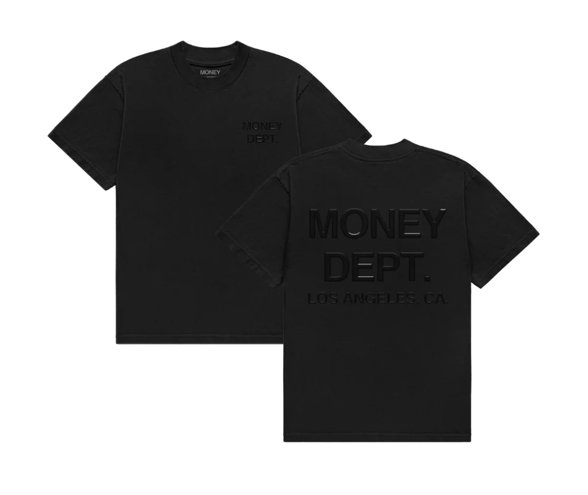 MONEY DEPT. CLASSIC BLACK & BLACK T-SHIRT (PUFF PRINT)